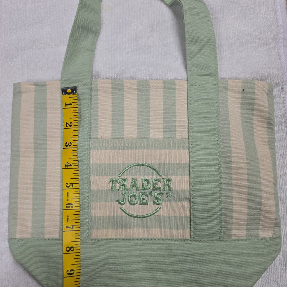 Trader joe's mint green mini canvas tote bag